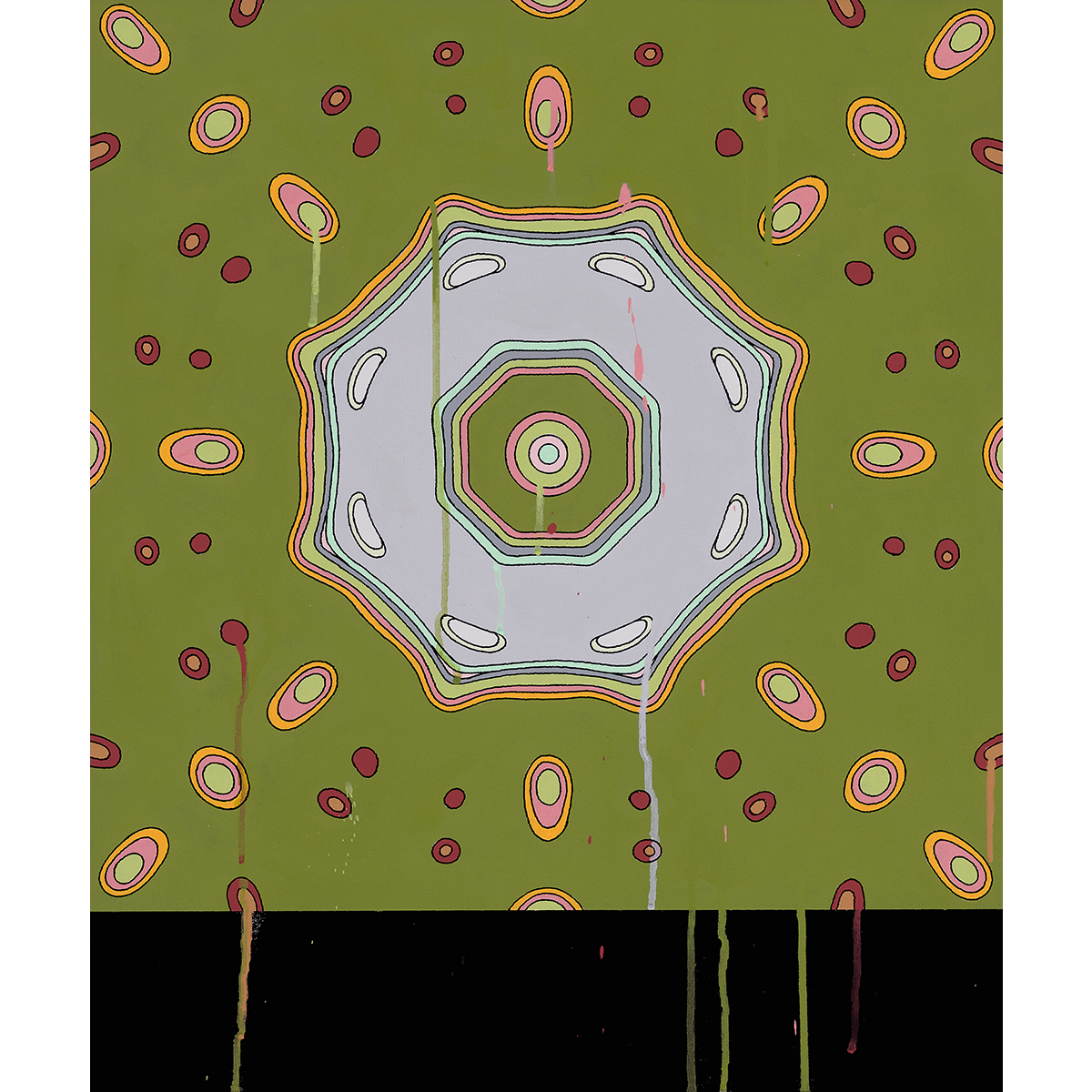 <br/>Kashan Toggle, 9/7/2025<br/>24" x 20"<br/>acrylic and opaque marker on canvas